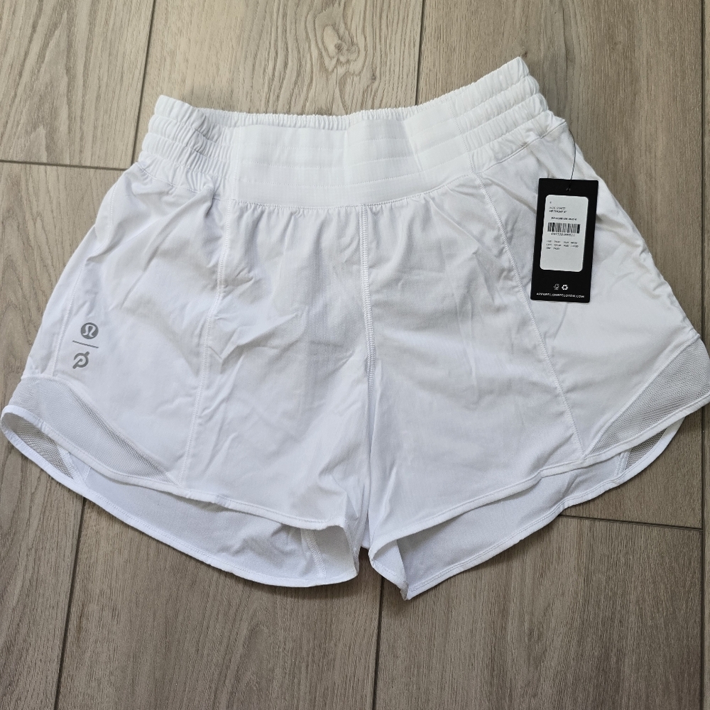 Peloton x Lululemon White High Rise Hotty Hot Shorts Size 6